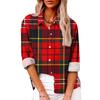 Womens Relaxed Fit Long Sleeve Shirt With 3D Digital Print Plaid Casual Cotton Linen Blouse
