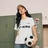 Li-Ning American Vintage Letter Logo Print Round Neck Soft Comfortable Short Sleeve T-Shirt Women T-Shirt Off-White AHSU712-1