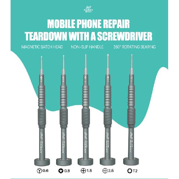 NASAN 5pcs High Hardness Screwdriver Kit Convex Cross Torx T2 Y0.6 Pentalobe Phillips For Phone Watch Tablet Repair Opening Tool