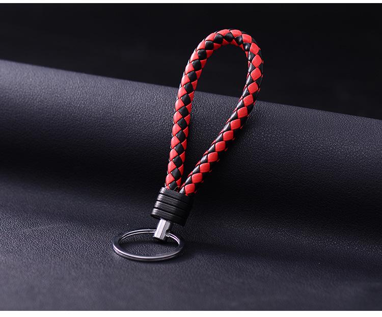 Handmade Braided Leather Car Keychain: PU Leather Pendant for Men & Women