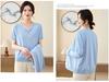 Spring Knitted Cardigan & Ice Silk T-shirt Set for Women Aged 40-50: Short-Sleeved Fashion Ensemble