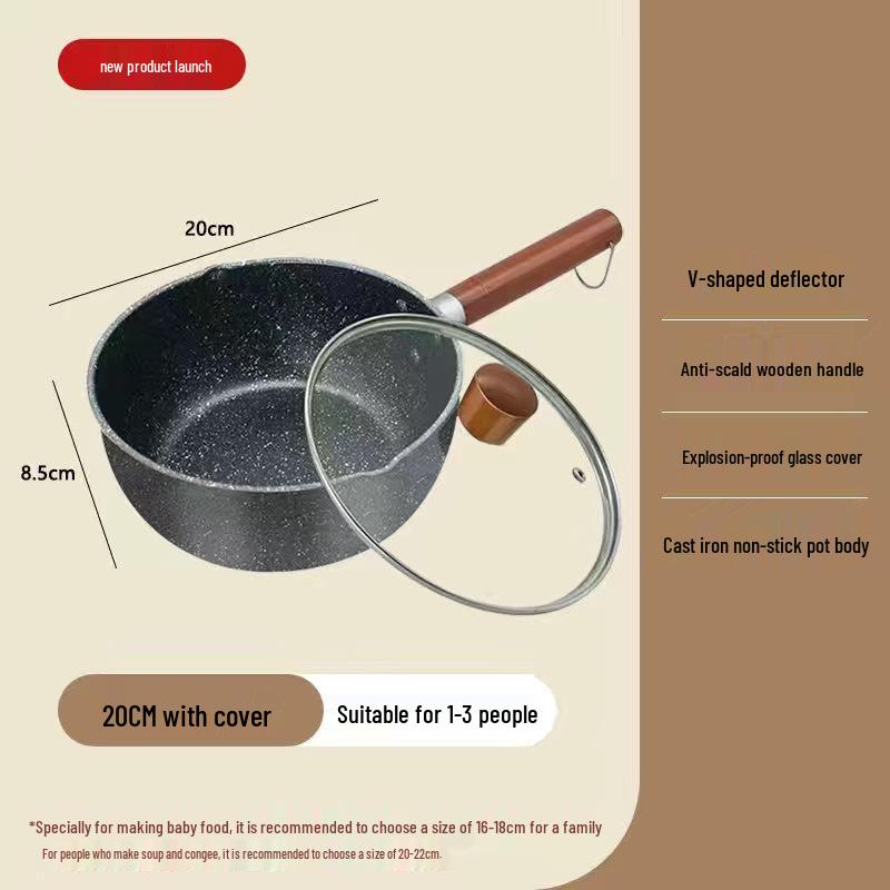 Yukihira Non-Stick Stone Pot: Single-Serve Instant Noodle & Milk Cooking Pot