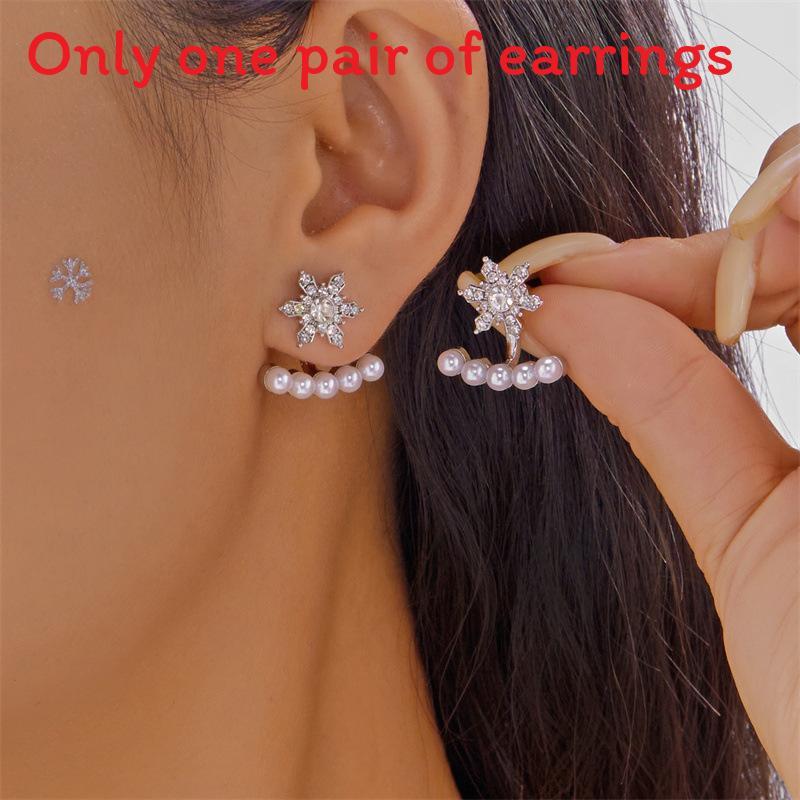 Elegant Snowflake Drop Earrings With Zircon Stones For Women Holiday Party Accessories