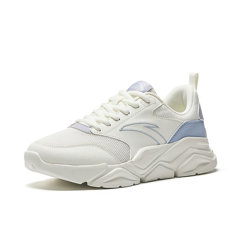 Anta Fashionable Versatile Wear-Resistant Shock-Absorbing Height-Increasing Low-Top Casual Shoes Women sneaker White Blue Purple 922538828-2