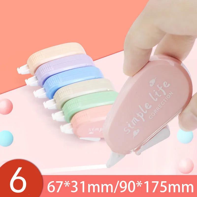 6Pcs/Kit Simple Portable Correction Tape Adorable Color Out Corrector Tools School Accessories Office Supplies Student Stationery