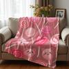 Pink Animal Lollipop Soft Flannel Blanket Breathable Warm Throw for Office Car Sofa Kids Room Birthday Xmas Gift