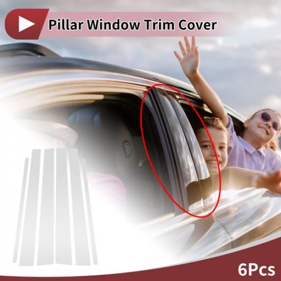 6 Pcs Car Door Pillar Window Trim for Toyota 4Runner 1996-2002 Silver Tone