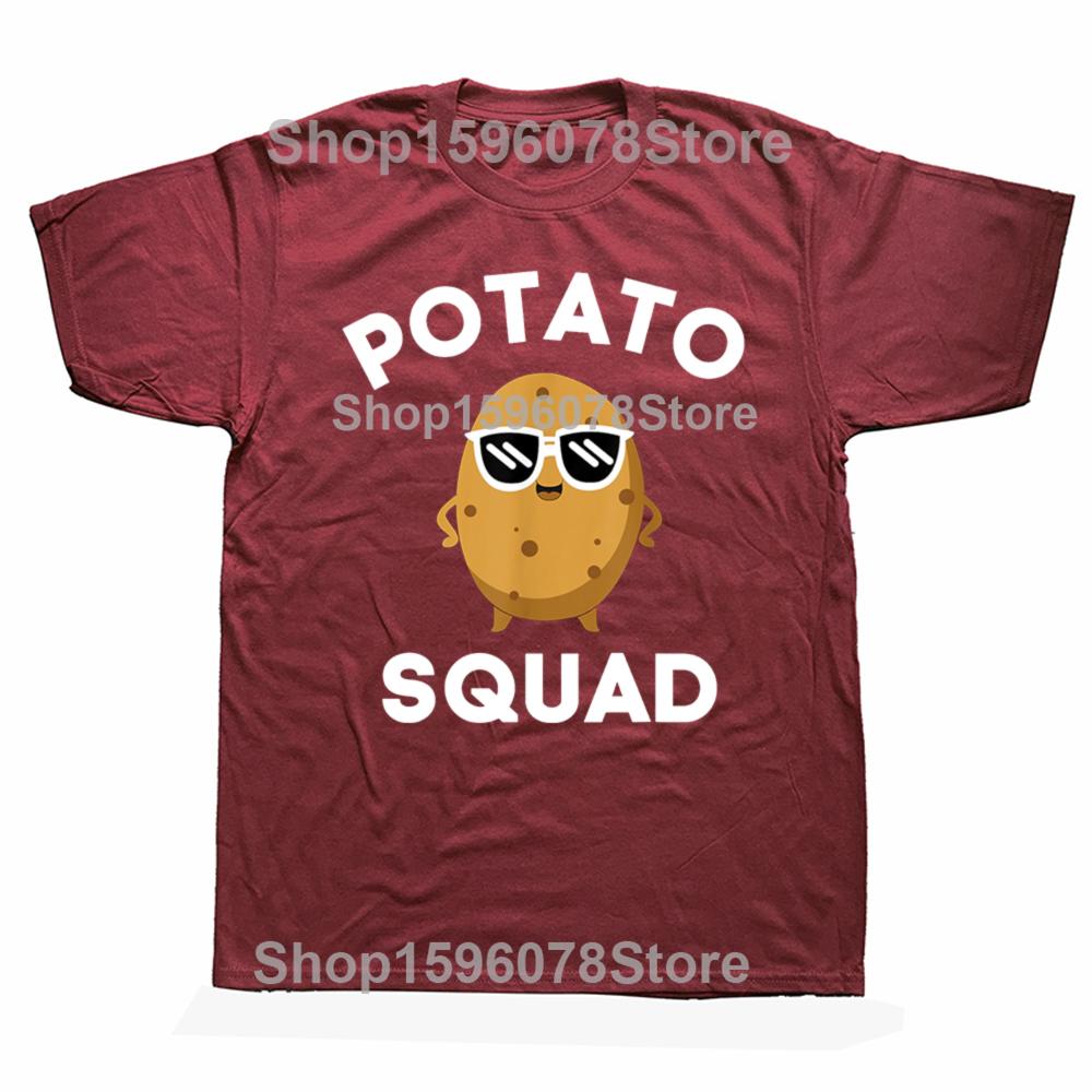 POTATO SQUAD Funny Smiling Vegetarian Potato Lovers T Shirts Cotton Streetwear Gifts Mens Fashion Casual Loose Oversized T Shirt