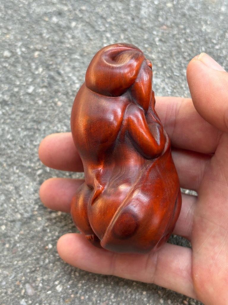 Boxwood Carving Wooden Carved Figure Sexy Pretty Beautiful Woman Bathing Statue