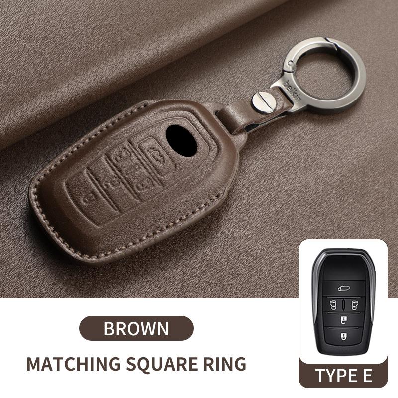 Leather Car Key Case Cover Shell For Toyota Alphard Crown Vellfire Previa Car Shell Keychain Anti-Scratch Protecter Accessories