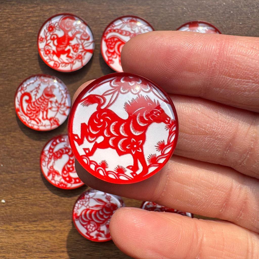 Festive Zodiac Paper-Cut Glass & Magnetic Fridge Stickers - Cultural Heritage Decor for New Year