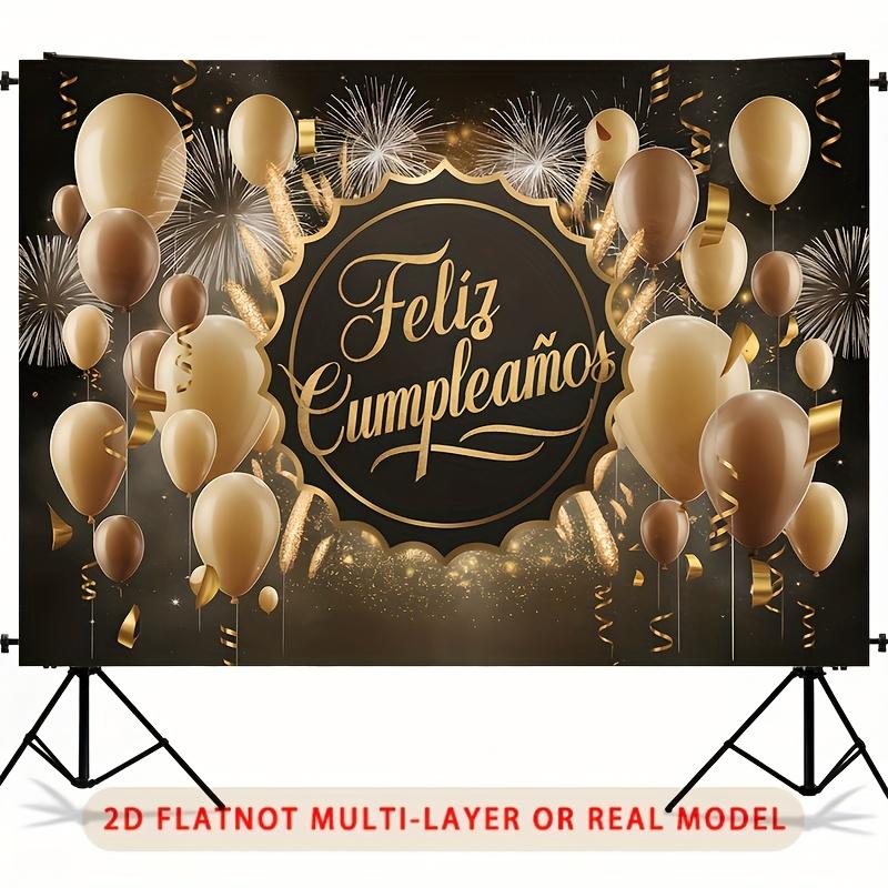 Spanisch Feliz Cumplea?os, 1 Stück Polyester Party Hintergrund Banner, Fotoautomaten Hintergrund, Wanddekoration