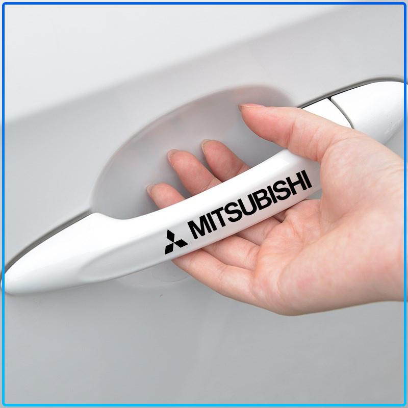 4Pcs Car Door Handle Stickers Tire Rear View Mirror Decals For Mitsubishi Lancer 7 8 I200 Pajero Montero Sport Outlander ASX Mirage Eclipse