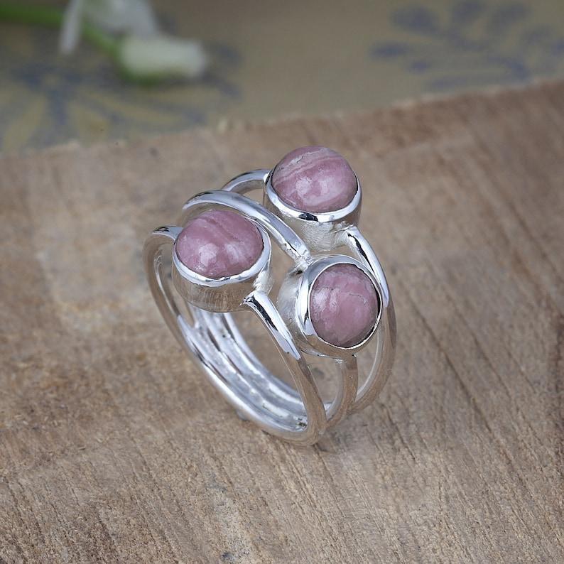 Rhodochrosite Gemstone Ring, Handmade Ring, Designer Ring, Statement Ring, Silver Charm Jewelry, Rings For Women, 925 Sterling Silver