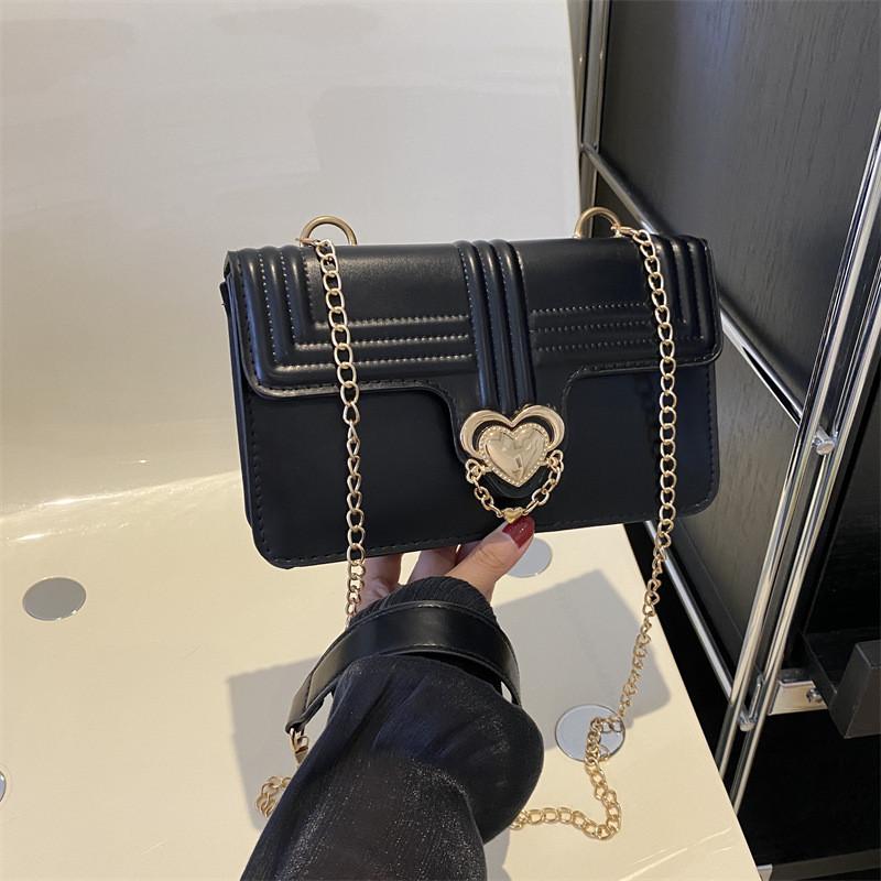 Stylish Women s Chain Crossbody Bag Trendy Pu Leather Shoulder Bag For Daily Use чёрный