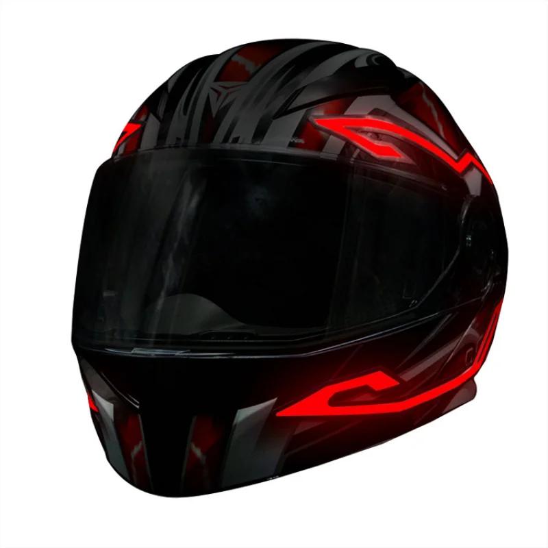 A Pair Motorcycle Helmet Capacete De Moto Light Riding Signal EL Strip Kit Bar DIY Helmet Led Strip Reflector Cold Light Fil