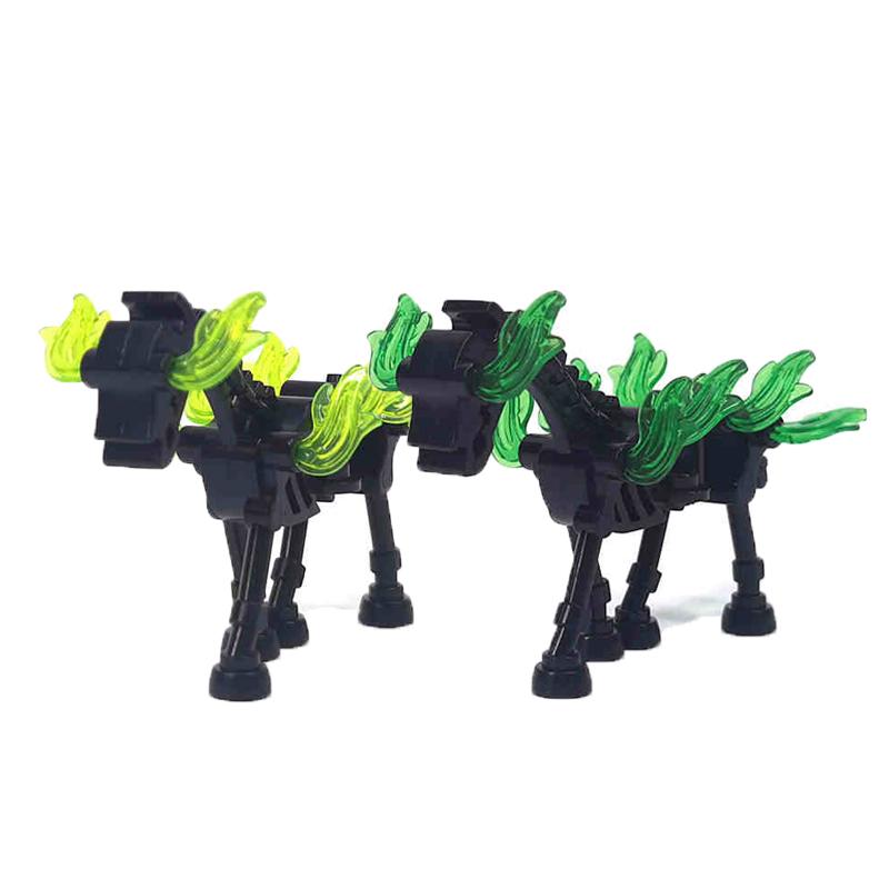 Halloween Decorative MOC Building Blocks Pumpkin Carriage Tombstone Skeleton Flame Horse Accessories Elf House Bricks Toys Gifts