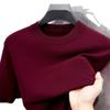 Men Solid Color Short Sleeve Crew Neck Fitted Casual Knit Bottoming Sweater