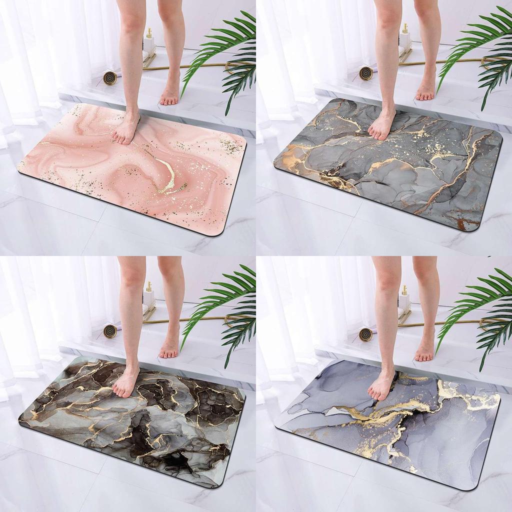 Marble Diatomaceous Bathroom Mat With Quick Drying And Non Slip Function For Home Decor