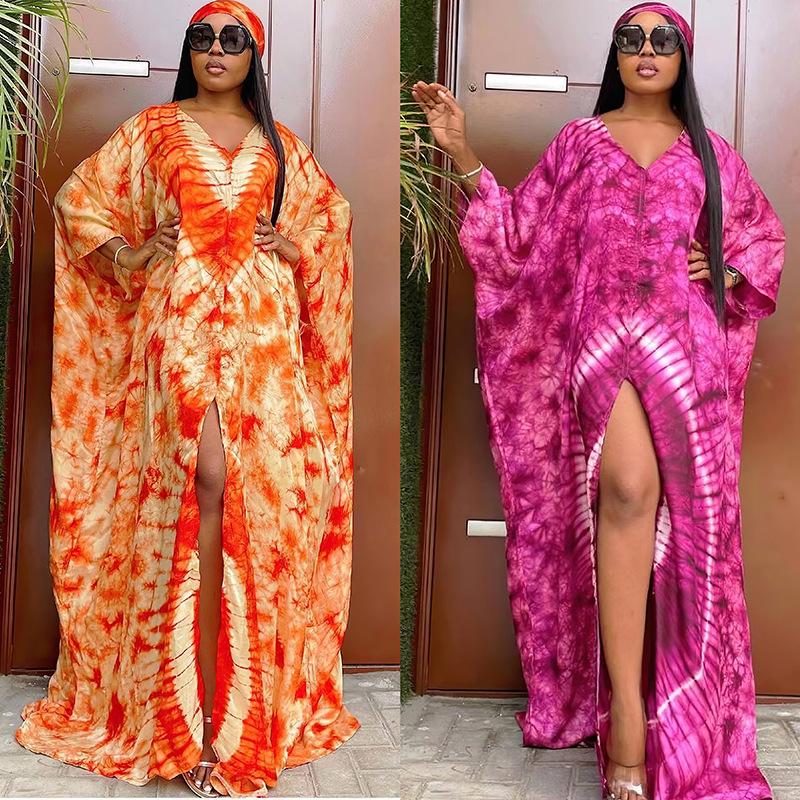 European & American Retro Ethnic Style Print Cloak Dress 8903 - Short Sleeve Women's Clothing