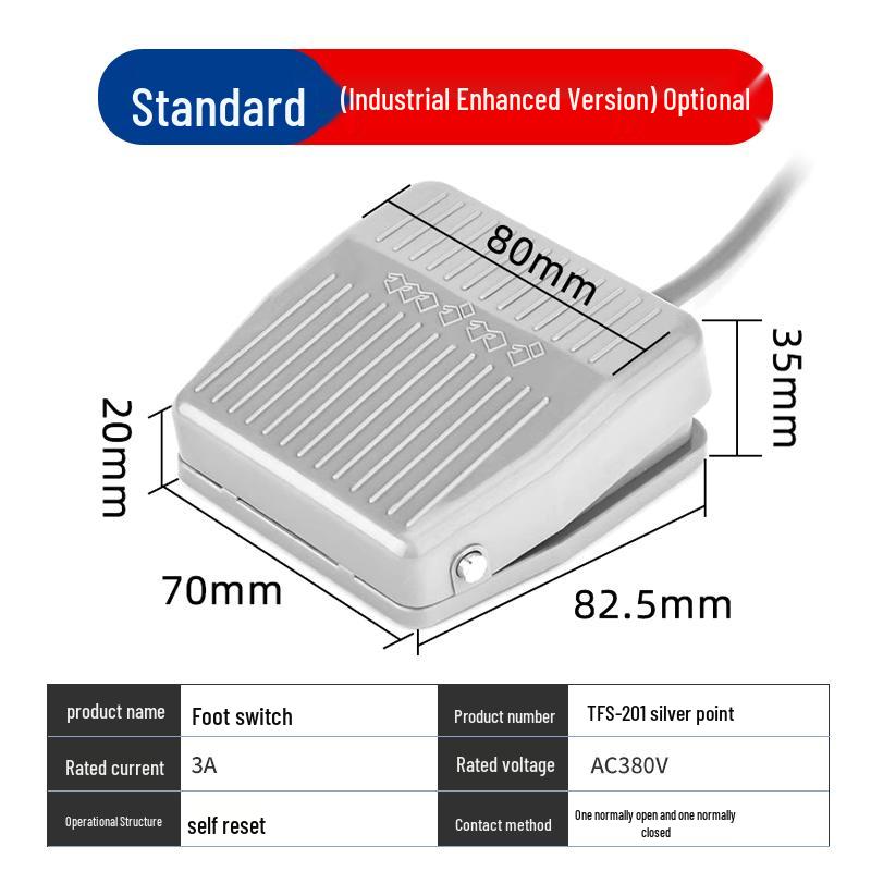 Self-Resetting TFS-201/EKW-B Foot Switch with Cable for Punch Press, 220V