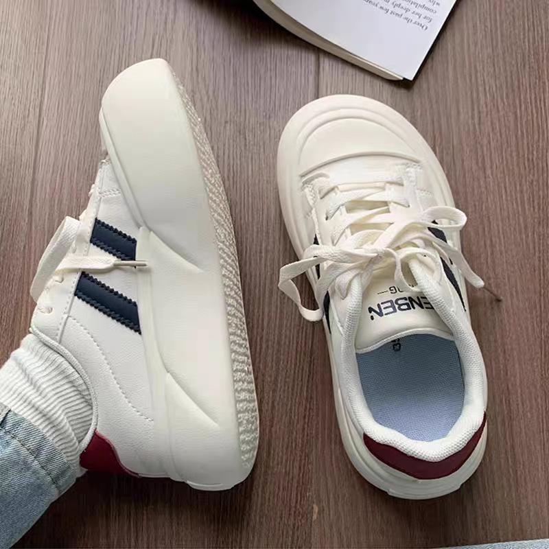 

Little white shoes, white Velcro sports and leisure shoes, children s 2025 new bread women s shoes, platform heightening board shoes 40 бежевий