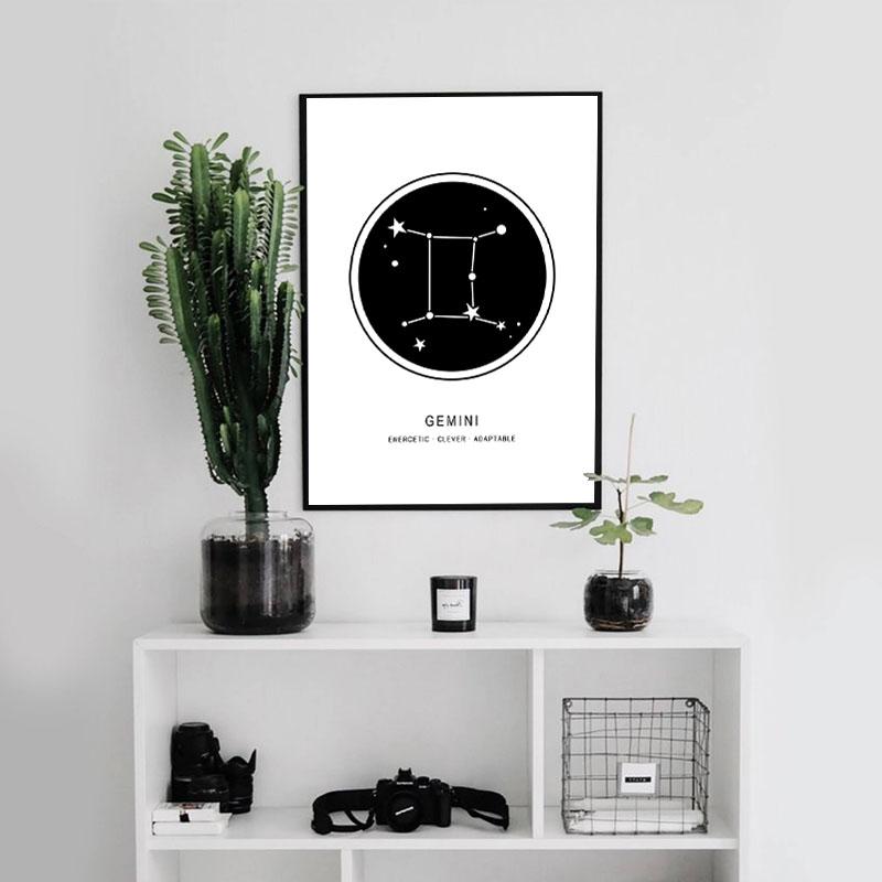 Postere Pânză Constelații Pepinieră Alb-Negru Astrologie Artă de Perete Poster Picturi Imagine Decor Acasă Decorațiune Geometrie