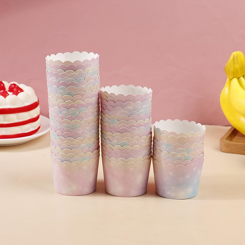 50Pcs Regenbogen Cupcake Liner Für Backen Gradienten Cupcake Wrapper Backen Tassen