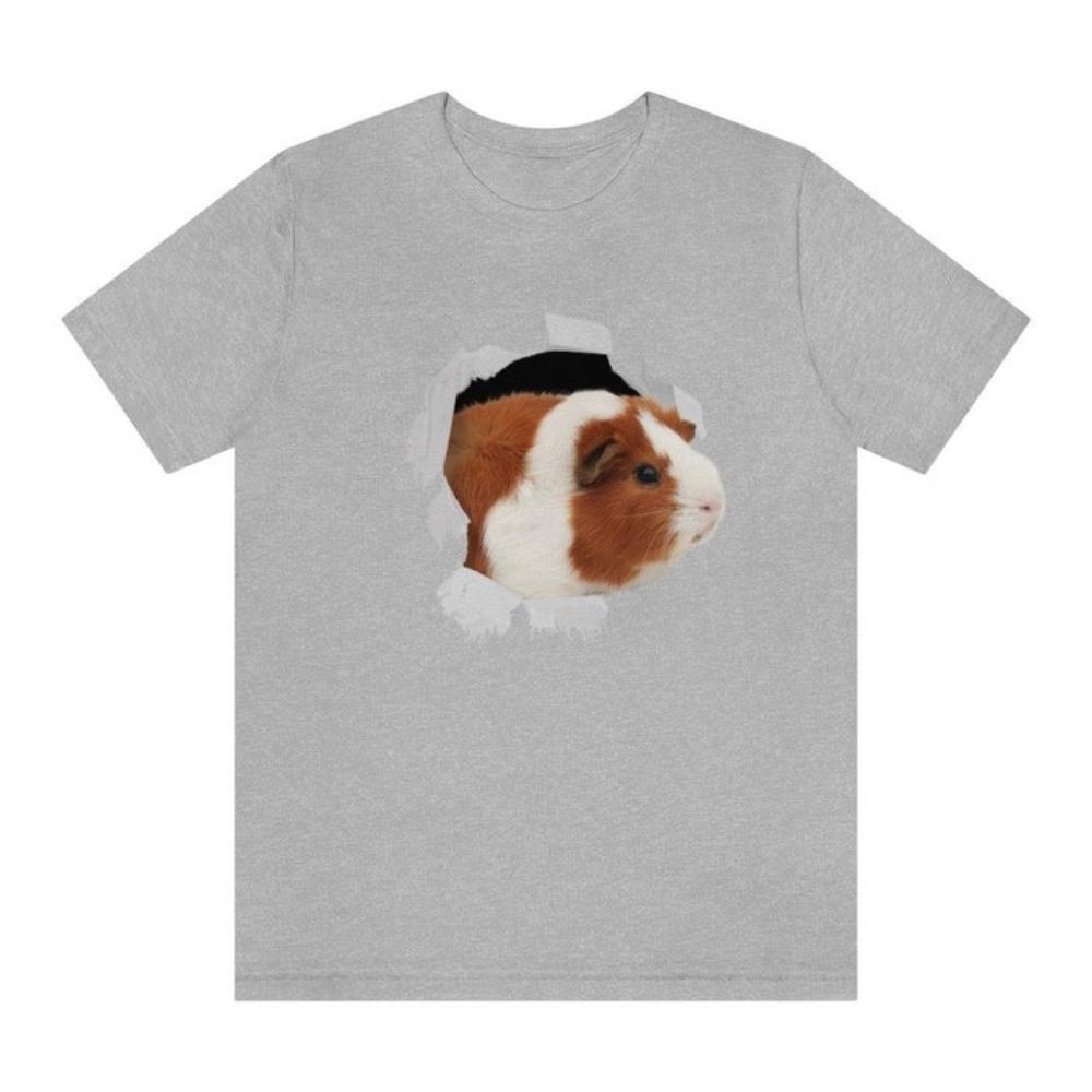 Cute Guinea Pig Torn Ripped Hole TShirt Woman Man Casual Cartoon Cotton Graphic T Shirts Classic Oneck Shortsleev Camisetas