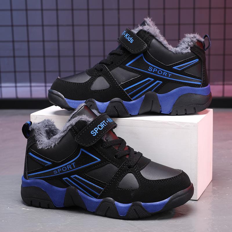 968 Boys Cotton Shoes 2025 Winter Middle and Older Children's Cotton Shoes Foreign Trade Velvet Thickened Warm Children's Shoes Children