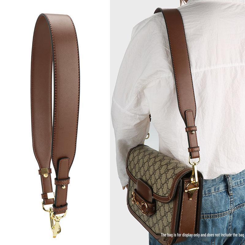 Versatile Black Cowhide Bag Strap: Wide, Solid Color Shoulder Strap Accessory