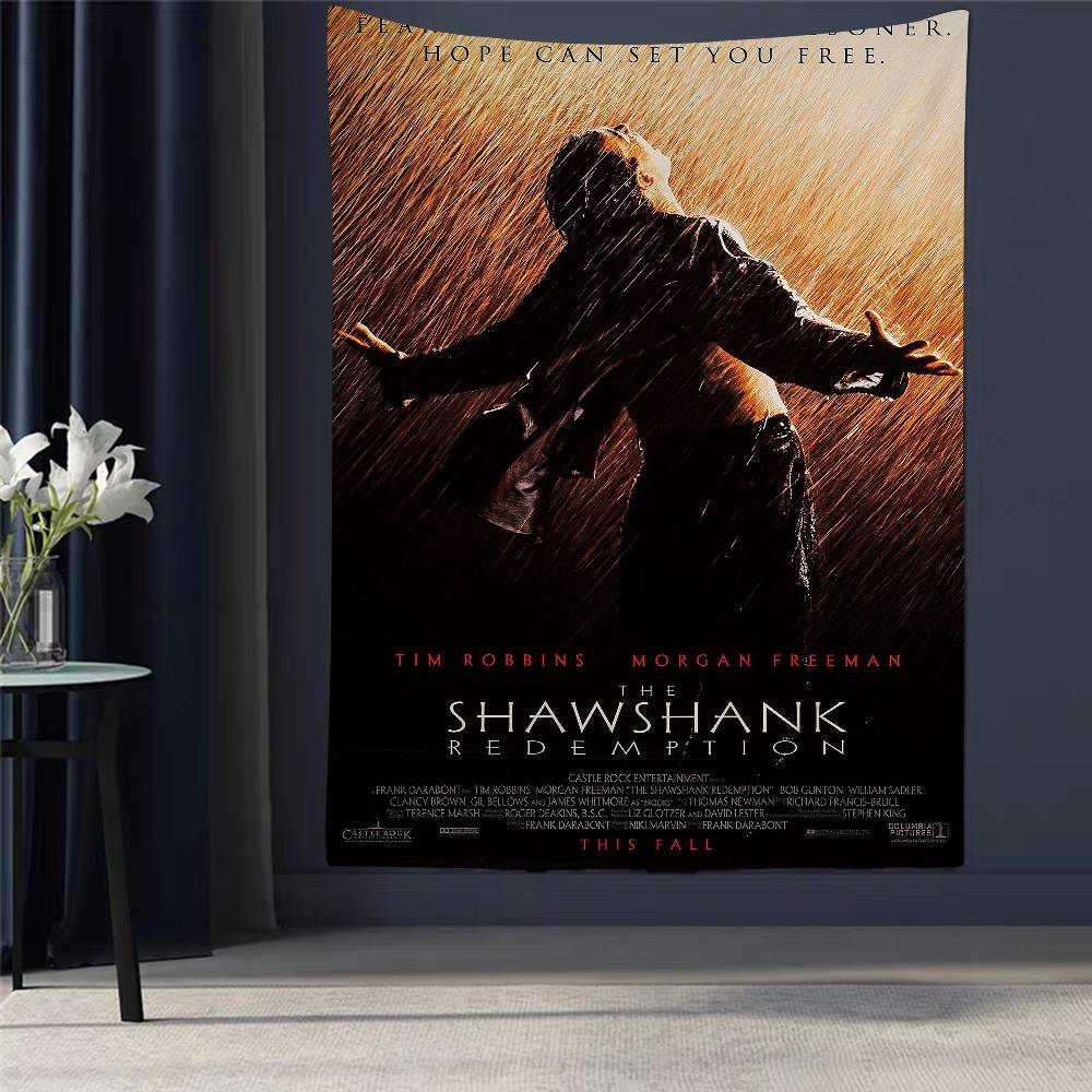 

80s Movie Shawshank Redemption Cartoon Tapestry Wall Hanging Decoration Household Home Decor 74x94cm(29x37in)