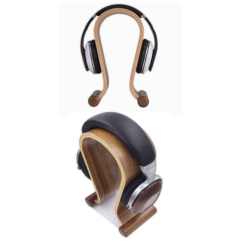 ABNRR Wooden Headset Holder,Universal Earphone Hanger Holder for Gaming Headsets & DJ Studio Headphones Desktop Headphone Rack