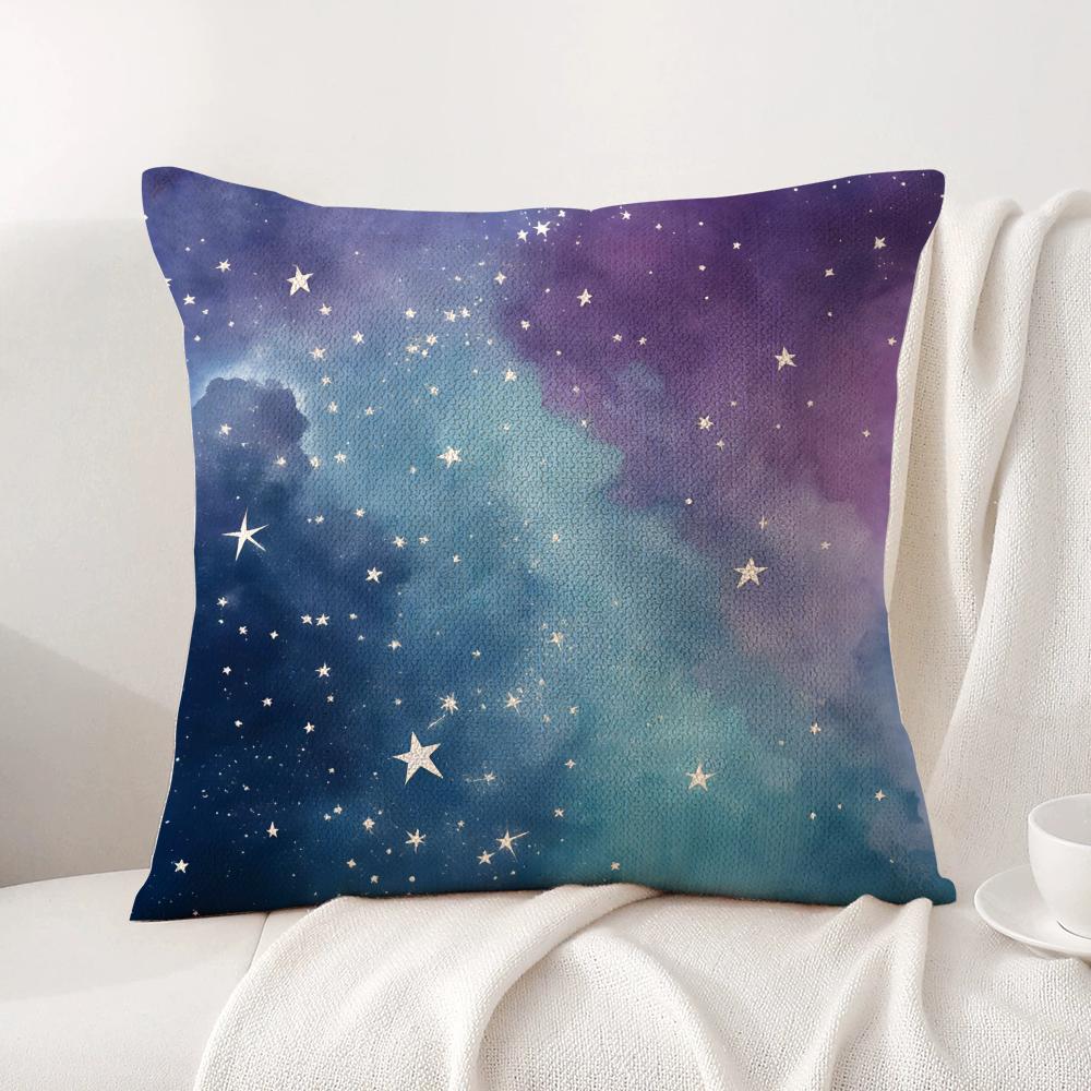 Classic Starry Sky Cushion Cover Natural Linen Organic Fabric DoubleSided Printing Sofa Home Decor Gift Pillow Cover