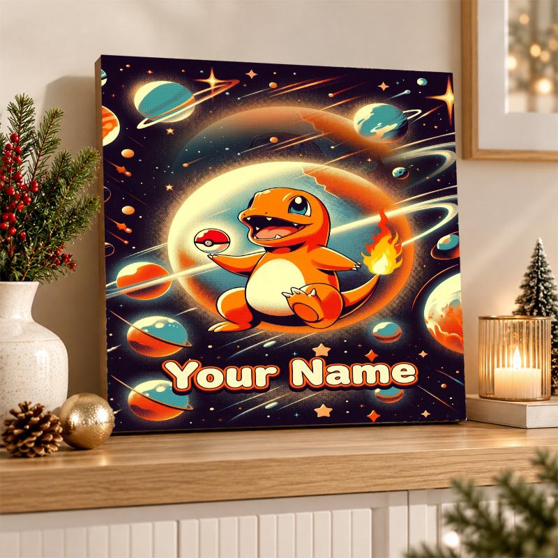 Charmander Custom Name Diamond Painting Personalized 5D Full Drill DIY Diamond Art Home Decor