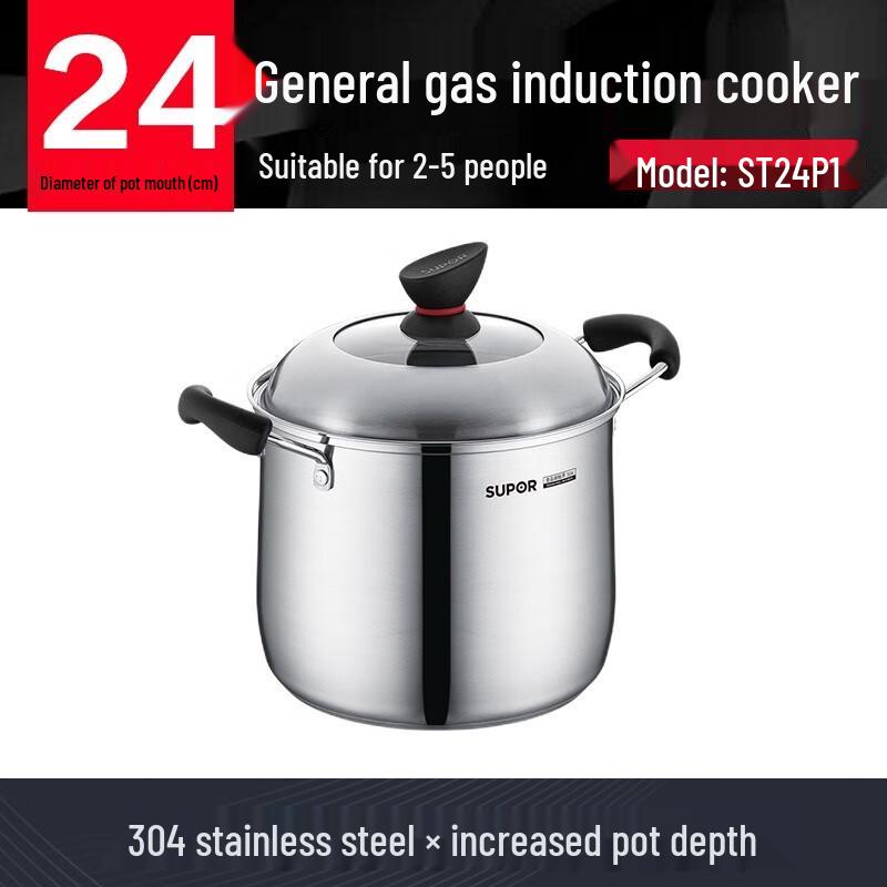 SUPOR Small Red Circle 304 Stainless Steel Pot