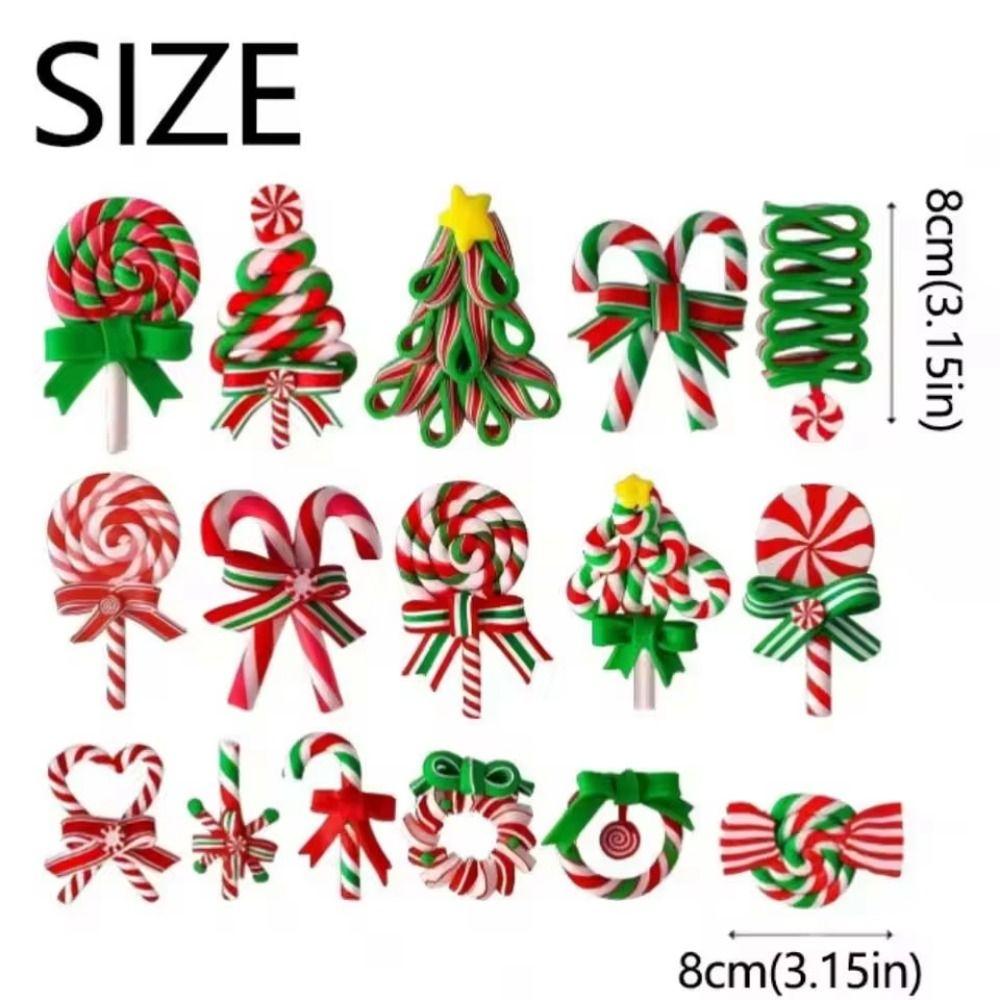 16Pcs Colorful Mini Christmas Candy Cane Ornaments Christmas Hanging Decorations  New Year Party