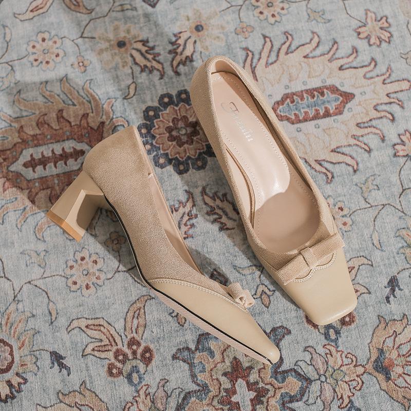 Wedding shoes women's thick heels square head high heels can be worn daily without tiring feet bridal shoes red festive Xiuhe shoes women's new models