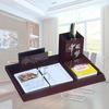 ENYOU Wooden Imitation Mahogany Desk Calendar Holder with Pen & Card Slot