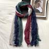 Warm Women's Long Pleated Shawl Bohemian Bandana Shawl Wraps Gradient Texture Scarf  Autumn Winter