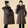 0 waist big fur collar medium and long cotton-padded clothes for women with fleece and thin cotton clothes down jacket