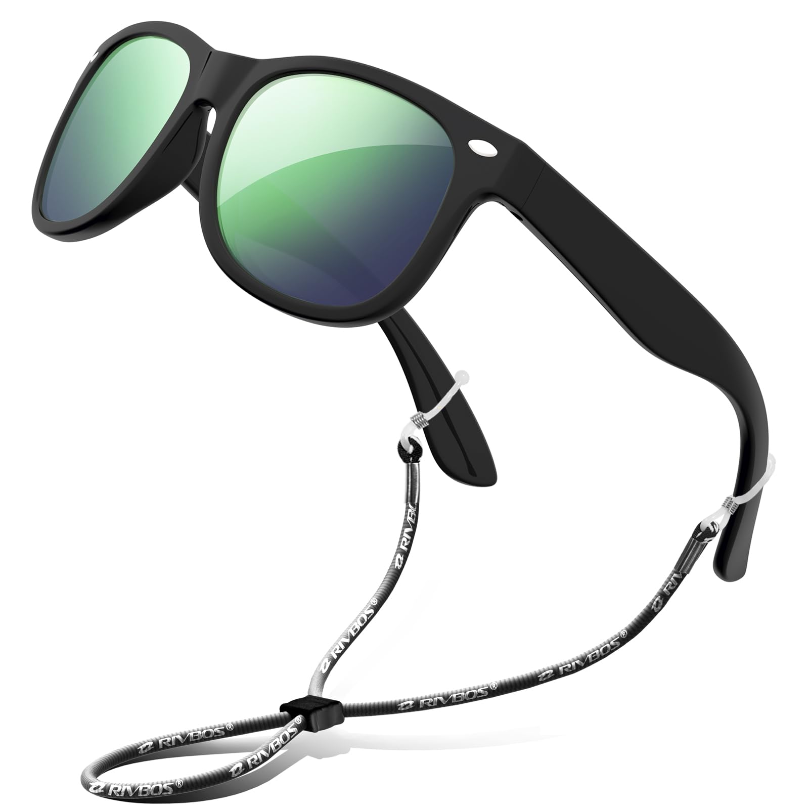 

RIVBOS RBK004 Sunglasses with Polarized Rubber and UV Protection Green Coated Kids Lenses, Frame, (Ice Version, WF)