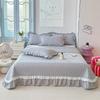2025 New Kapok Twill Bed Cover Three Piece Set Kapok Love Solid Color Lace Bed Cover with a Pair of Pillowcases