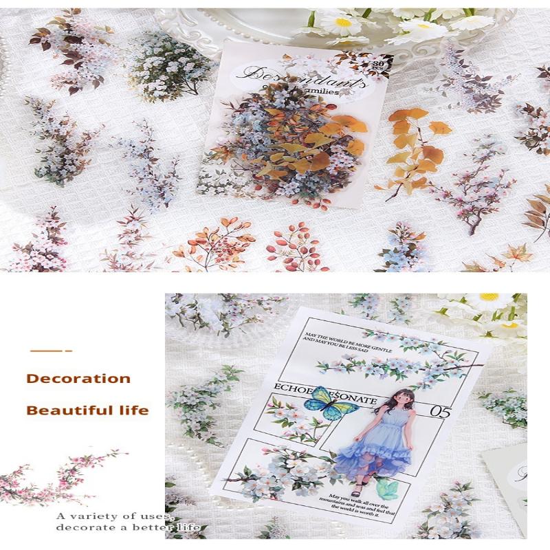 30Pcs/Set Waterproof Vintage Pet Plant Flower Stickers For Diy Crafts Scrapbook Photo Album Decoration