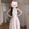 French Gentle Wind White Sleeveless Neck Vest Suspender Dress Children's Summer New Waist Dress