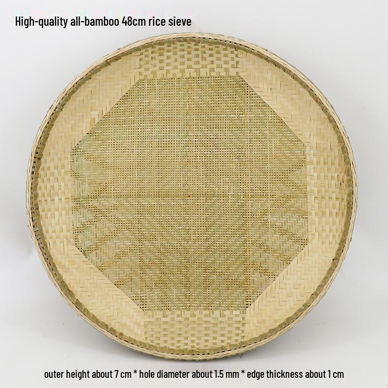 Blue Bamboo Weaving Sieve for Drying Tea, Dried Goods, and Rice - Round Winnowing Basket Tray