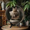 1pc Vintage Cat on Toilet Reading Newspaper Metal Sign, 2D Round Iron Wall Decor, Funny Home Office Garage Decor