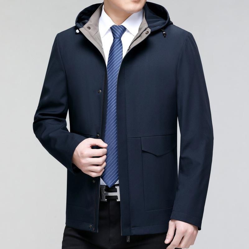 

Мужская повседневная куртка весна-осень новый стиль съемный капюшон куртка тонкий деловой повседневный папа мужской топ 195