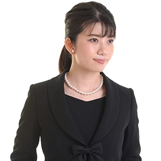 Aurora High-Grade Hanadama Aurora Genuine Shell Pearl 10mm Necklace and Earring Set, Made In Japan, 16-inch, AK Series (Aurora Cream & Earrings)