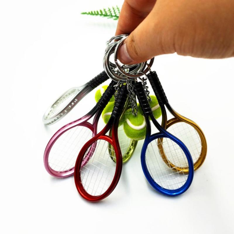 Simulation Mini Tennis Racket Ball Keychain Pendant Portable Tennis Shaped Bag Key Ring Accessories Gift